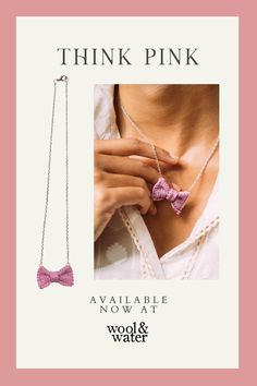 A mini pink bow tie necklace presented on it's own with full chain and on the neck of an Indian woman, who holds the chain lightly in her fingers. Pink Fashion Aesthetic, Barbie The Movie, Pink Bow Tie, Barbie Style, Malibu Barbie