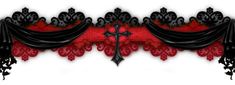 an artistic red and black design with a cross on it