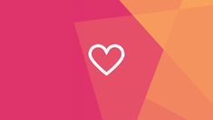 a heart on a pink and orange background with the word love written in white over it