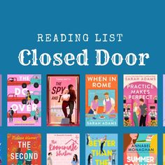 the reading list for closed door is shown in blue and pink, with an image of people