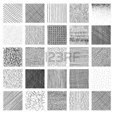 a collection of hand drawn textures in black and white stock photo - image 519874