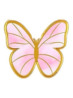 a pink and gold butterfly shaped pin