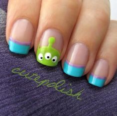 Toy Story Nails, Alien Nails, Disneyland Nails, Disney Inspired Nails, Disney Acrylic Nails, Nail Art Disney, Cute Gel Nails, Nails For Kids, Disney Nails