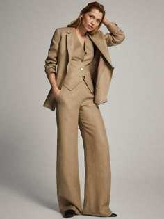 Linen Blazers Women, Dandy Style, Woman Suit, Formal Office, Khaki Jacket, Woman Suit Fashion, Linen Suit, Linen Blazer, 가을 패션