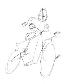 a drawing of a person riding a motorcycle