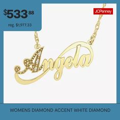 Included: 1 Necklace Chain(s)Features: PersonalizedDiamond Clarity: I1Jewelry Closure: Spring Ring ClaspLink Construction: SolidSetting: ProngStone Cut: RoundDiamond Color: H-IMetal Color: YellowChain Length: 18 InchChain Width: 1.25 MillimetersPendant Length: 31.7mmPendant Width: 5.5mmRounded Carat Weight: Less Than 1/10 Ct.t.wChain Construction: RopeCare: Wipe CleanStone Type: 1 Natural DiamondBirthstone: April BirthstoneMetal: 10k GoldNecklace Type: Pendant NecklacesAssembled in the US from … Gold Jewelry With Diamond Accents For Mother's Day, Mother's Day Gold Jewelry With Diamond Accents, Elegant Gold Name Necklace With Diamond Accents, Gold Nameplate Necklace With Diamond Accents, Gold-plated Name Necklace For Anniversary, Diamond Accents Name Necklace For Gift, Gold Plated Name Necklace For Anniversary, Elegant Gold Nameplate Necklace, Gift Name Necklace With Diamond Accents