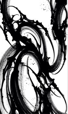 black and white ink painting on paper