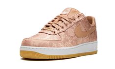 The CLOT x Nike Air Force 1 Low “Rose Gold Silk” is yet another highly desirable colorway of the classic low-top that bridges Western and Eastern culture.  CLOT has taken aim at the Air Force 1 multiple times over the past decade, beginning with Nike’s “1WORLD” campaign in 2009.  The “Rose Gold Silk” colorway features a luxurious silk finish applied to its upper that reveals an underlying base when worn away.  Tonal Swoosh branding on the mid-panel and traditional Chinese characters and symbols Silk Shoes, Eastern Culture, Nike Air Force 1 Mid, Nike Air Force One, Air Force 1 Mid, Baskets Nike, Force One, Nike Air Force 1 Low, Pink Nikes