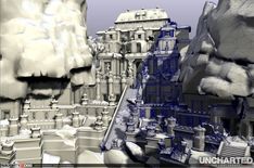 an artistic view of a city with buildings and other architectural details in 3d graphics style