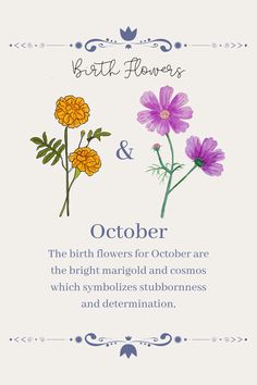 an image of flowers with the words birth flowers and october on it's side