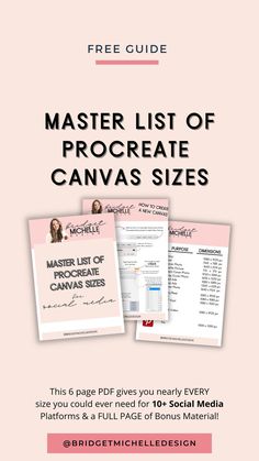 the master list of procreate canvass is shown in pink and white, with text