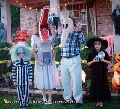 three people dressed up in halloween costumes