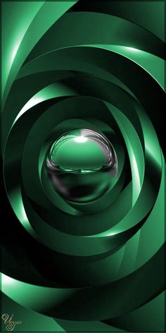 an abstract green background with a circular object in the center and some black circles around it