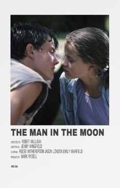 the man in the moon poster with an image of two people kissing and one is looking at