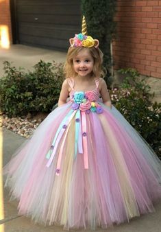 girls dress Birthday Dress Girls Kids, Halloween Costume Unicorn, Easter Tutu Dress, Easter Tutu, Unicorn Halloween Costume, Unicorn Birthday Outfit, Baby Party Dress