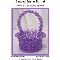 the beaded easter basket pattern is shown in purple and has an intricate design on it