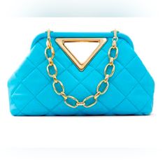 Aldo Diamond Quilted Aqua Blue Clutch With Removable Crossbody Strap And Chain. Geometric Cutout. Brand New, Unused. 11 3/4” Wide, 7 3/4” Height, 3 1/3” Depth. Blue Leather Chic Clutch, Blue Chic Leather Clutch, Trendy Blue Clutch For Formal Occasions, Chic Blue Clutch With Detachable Strap, Blue Leather Shoulder Bag For Party, Snake Skin Handbag, Studded Clutch, Aldo Bags, Blue Clutch