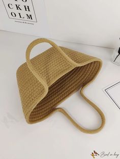 BirdinBag - Sleek Straw Handbag: Embrace Minimalism Rectangular Solid Color Hobo Bag, Casual Summer Baguette Bag For Shopping, Casual Rectangular Baguette Bag With Top Carry Handle, Casual Solid Color Satchel Bucket Bag, Casual Square Bag, Casual Solid Color Square Bag, Casual Square Solid Color Bag, Summer Solid Color Rectangular Hobo Bag, Casual Handheld Bucket Bag