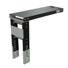 a metal shelf with two brackets attached to it