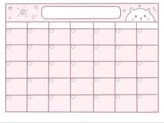 a pink calendar with hearts and a cat on the top, in front of it