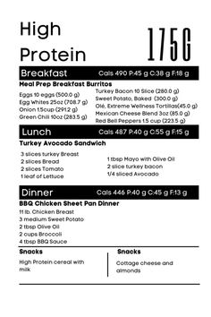 Clean Eating Bulk Meals, 80g Protein Meal Plan, 180g Protein Meal Plan, 200g Protein Meal Plan, 150 Grams Of Protein Meal Plan, Quarter Goals, Bulking Meals, Protein Foods List