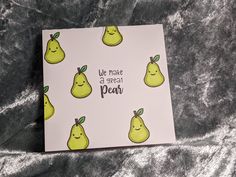 a greeting card with pears on it