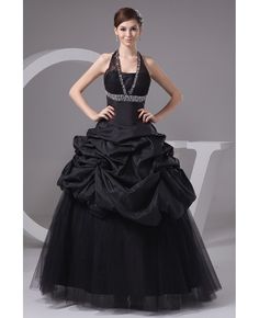 Shop best price gothic sequined long halter black tulle wedding dress online. Free Shipping and Custom-made. Pro since 2009. Elegant Black Ball Gown For Quinceanera, Black Fitted Bodice Ball Gown For Quinceanera, Elegant Black Ball Gown For Costume Party, Black Evening Dress For Costume Party Or Prom, Black Gothic Evening Dress For Prom, Black Evening Dress For Prom Season And Costume Party, Black Gothic Wedding Gown, Black Evening Dress For Costume Parties And Prom, Elegant Black Dress For Quinceanera