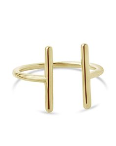 Slim wraparound T-bars create a delicate and minimalistic look in this parallel bar ring. Wear it as a single ring or stacked with a few of your favorites; either way, you'll be looking chic. Made from high-quality materials to ensure years of wear. Materials: 14K gold vermeil or sterling silver Features: 9.5mm bars, 1.5mm band width, Lead & Nickel free, open band- allows for minor adjustments Parallel Bar, Push Gifts, Single Ring, Bar Ring, Evil Eye Ring, Ring Collections, Cz Stone, Gold Plated Sterling Silver, Sterling Ring