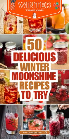 the cover of 50 delicious winter moonhine recipes to try