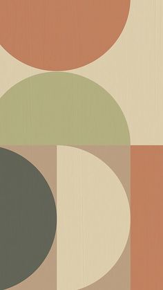 an abstract painting with circles and rectangles in various shades of brown, green, beige