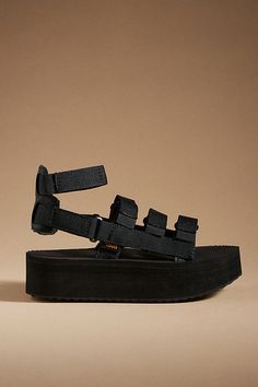 * Recycled polyester upper* Rubber insole, sole* Clasp styling* Imported Teva Platform, Flatform Sandals, Faux Fur Throw, Sport Sandals, Black Fits, Shoe Shop, Black Sandals, Women's Shoes Sandals, Wedding Accessories