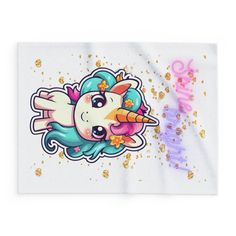 a unicorn sticker with glitters on it