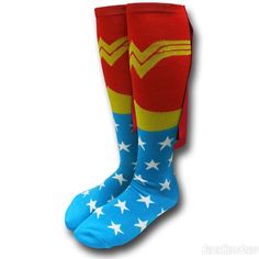 Images of Wonder Woman Women's Knee-High Socks w/Capes Superhero Halloween Costumes, Superhero Socks, Superhero Halloween, Womens Knee High Socks, Female Symbol, Wonder Woman Logo, Wonder Woman Costume, Women Crew Socks, Blue Socks