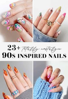 90s Nails, Natural Nail Art, Retro Nails, Nails Aesthetic, Shoulder Tattoos For Women, Nails Prom, Nail Style, Vacation Nails, Unique Acrylic Nails