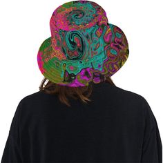 Bucket Hats, Trippy Turquoise Abstract Retro Liquid Swirl Adjustable Funky Bucket Hat, Green Adjustable Sun Hat For Festival, Adjustable Green Bucket Hat For Festivals, Green Adjustable Fun Sun Hat, Fun Green Adjustable Sun Hat, Fun Adjustable Green Sun Hat, Funky Green Adjustable Hat, Adjustable Funky Green Hat, Adjustable Green Bohemian Bucket Hat