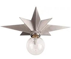 a ceiling fan with a light bulb on it's side and a star design