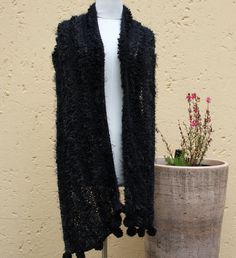 Black scarf  Winter Shawl  Hippie scarf  Warm by KennaInAfrica Acrylic Shawl Scarves For Winter, Soft Knit Shawl For Winter, Soft Knit Winter Shawl, Winter Knit Shawl One Size, Knitted One-size Shawl For Winter, Winter Soft Knit Shawl One Size, One Size Winter Shawl Wrap, Cozy One-size Shawl Scarf, Cozy One-size Scarf