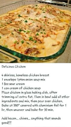 an image of a casserole dish with chicken in it