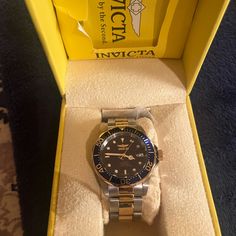 New Invicta Two Tone Gold Men’s Watch With Chronograph Settings. Just Awesomea Time Piece For Any Occasion That Can Be Dressed Up Or Down. Ask Anyoneincluding Mei Own 20 Of Them. Rolex Watches For Men Most Expensive, Invicta Mens Watch, Black Rubber Bands, Mens Invicta Watches, Gold Plated Watch, Star Wars Men, Gold Watch Men, Photo To Video, Luxury Watches For Men