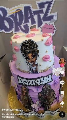 a birthday cake with an image of a woman on it