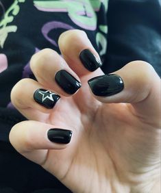 Goth Cross Nails, Black Nail Polish Designs, Short Nails Ideas Simple, Nails For Men, Nails Emo, Squoval Acrylic Nails, Dark Acrylic Nails, Rock Star Nails, Rock Nails