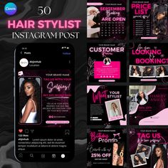 the instagram postcard is designed to look like it has been created for hair stylist