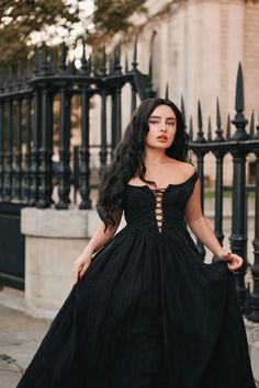 Anis 23 | Lace-up Jacquard Linen Corset Dress Witch Dress Sewing Pattern, Gothic A-line Formal Dress, Gothic Evening Dress With Fitted Bodice, Gothic Dress With Sweetheart Neckline, Elegant Medieval Dress With Fitted Bodice For Formal Occasions, Elegant Formal Medieval Dress With Fitted Bodice, Linen Corset, Dark Beauty Fashion, Fair Outfits