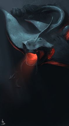 an artistic painting of a bull's head in the dark