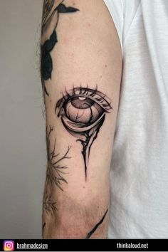 a man's arm with an eye tattoo on it