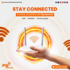 a hand holding a wireless device with wifi on the screen and an orange circle around it