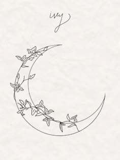 the letter c is made up of vines and leaves on top of a crescent moon