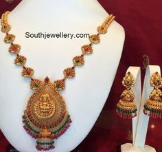 Antique Gold Temple Necklace and Jhumkas Temple Jewellery Necklace, Antique Gold Jewelry Indian, Gold Necklace Indian Bridal Jewelry, Gold Pendant Jewelry, Earrings Antique