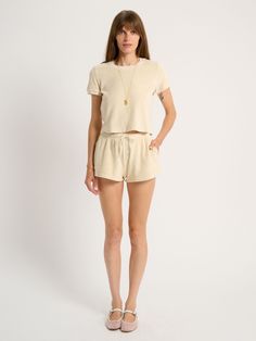 Short and sweet, terry shorts are an easy pull-on style with drawstring waist. Suzie Kondi, Linen Gauze, Short And Sweet, Terry Shorts, Natural Women, Kids Swimming, Equatorial Guinea, British Indian, Terry Cloth