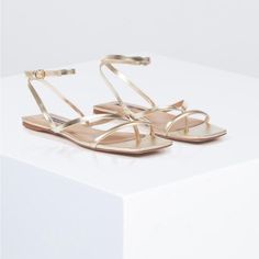 A Chic Weekend Flat Sandal In A Simple Strappy Design. Crafted From Leather With A Square Open Thong Toe And An Adjustable Ankle Strap. Senior Hoco, Dress With Flats, Strappy Sandals Flat, Hoco Dress, Flat Sandals, Women's Shoes Sandals, Ankle Strap, Shoes Sandals, Women Shoes